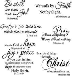 Inspirational Quote Wall Decals Religious Bible Verse Wall Stickers Peel and Sti - Picture 1 of 7