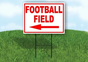 FOOTBALL FIELD LEFT ARROW RED 18INX24IN YARD ROAD SIGN W/ STAND - Picture 1 of 4