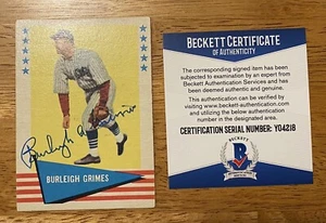 Carta Fleer Burleigh Grimes firmata autografata 1961 #37 Beckett certificata BAS - Foto 1 di 1