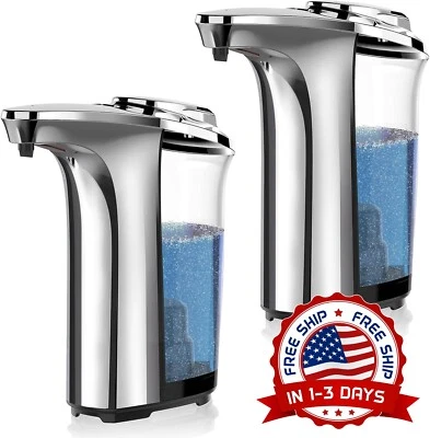 Dispensador Automático De Jabón 500ml, Manos Libres, 5 Niveles, Plateado NEW US. - Image 1 of 4