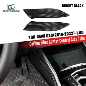 2pcs Dry Carbon Fiber Gear Shift Side Panel Cover Fit BMW G20 320i 330i (LHD) - Picture 1 of 8