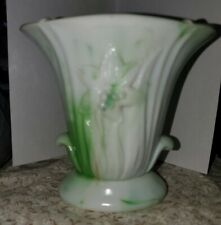 Green Slag Milk Akro Agate Lily Vase/Urn