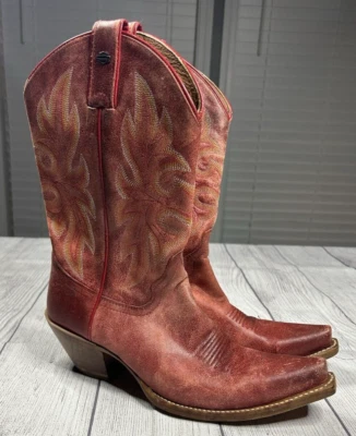 Harley Davidson Cowboy Boots Women's 9.5 Red Embroidered D83656 - Image 1 of 4
