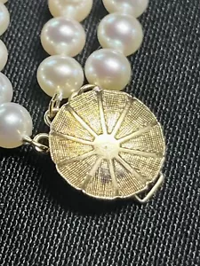Collar de perlas cultivadas de 3 hebras 14 k FIC broche raro ¡Es una belleza! vintage - Imagen 1 de 24