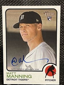 MATT MANNING RC 2022 Topps Heritage Real One Auto ON-CARD AUTO  Tigers