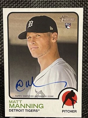 MATT MANNING RC 2022 Topps Heritage Real One Auto ON-CARD AUTO  Tigers - Image 1 of 4