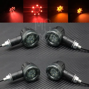 Motorcycle Black Plastic LED Amber Bullet Turn Signal Tail Brake Light For Honda - Bild 1 von 9