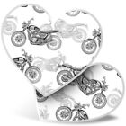 2 x Heart Stickers 7.5 cm - Retro Motorcycle Bike Biker Vintage  #8187