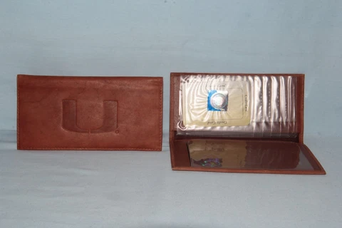 MIAMI HURRICANES    Leather Checkbook    NEW     brown Cover