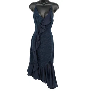 C/Meo Collective Asymmetical Midi Dress Size M Ruffle Textured Mermaid Glam Y2K - Picture 1 of 10