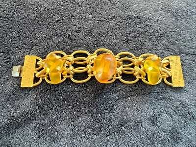 Rare Gros Bracelet De Créateur ancien NINA RICCI - Métal Doré - Photo 1/4