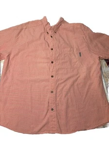 MEN WOOLRICH ORANGE PLAID LIGHT AIRY COTTON SHORT SLEEVE BUTTON UP CAMP SHIRT XL - Picture 1 of 8