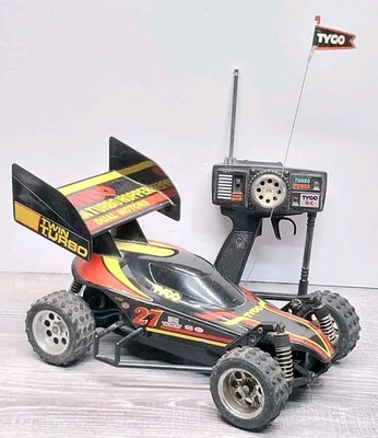 Tyco Twin Turbo Aero Hopper R/C Car Buggy W/ Remote 1988 Vintage Works Rare - Image 1 of 4
