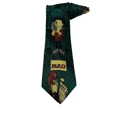 Corbata Mad Tv Director Tv Alfred E Neuman Dibujos Animados Vintage Novedad 100% Seda Foto 1 de 4