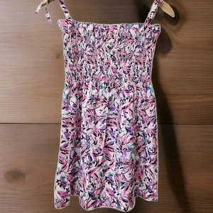 VTG 80s JM RAGS Girls 7 Sundress Smocked Bright Floral Bold Colors Cottagecore - Picture 1 of 6