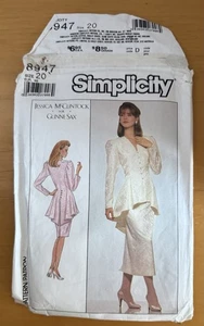 Simplicity 8947 Misses Size 20 Gunne Sax Jessica McClintock 2 Pc Dress Cut - Picture 1 of 3