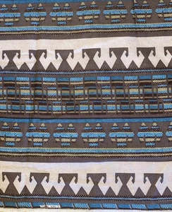 Vintage Southwestern Aztec Canvas Fabric Browns & Turquoise Haven Fab. 9 Yds - Picture 1 of 5