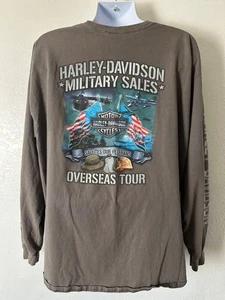 Harley Davidson T Shirt Mens 2XL  Eagle Military Overseas Tour Distressed - Picture 1 of 13