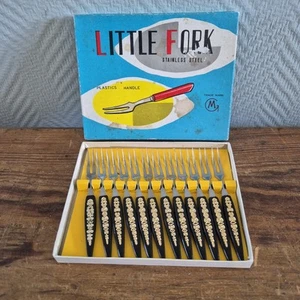 Vintage Little Forks 12 piezas de acero inoxidable aperitivo de cóctel aperit... - Imagen 1 de 10