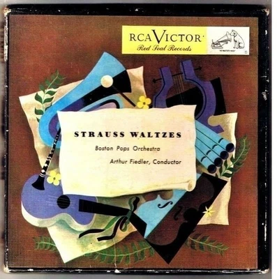 Arthur Feidler Boston Pops Orchestra 45 rpm Strauss Waltzes 5 Discs Red Vinyl - Image 1 of 3