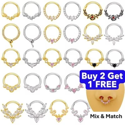 Позолоченный CZ перегородки нос кольцо ** 14 стилей ** 2 цвета ** купить 2 получите 1 бесплатно ** - Изображение 1 из 4