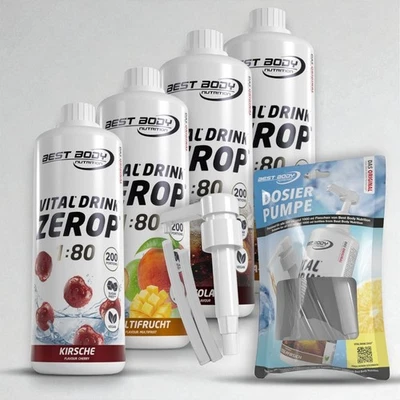 Best Body Nutrition Low Carb Vital Drink Sirup mit Vitamin B6, B1 + Dosierpumpe  - Bild 1 von 2