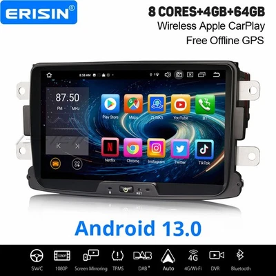 8" Android 14 Autoradio GPS Renault Dacia Duster Logan Sandero Dokker Lodgy 64GB - Bild 1 von 4
