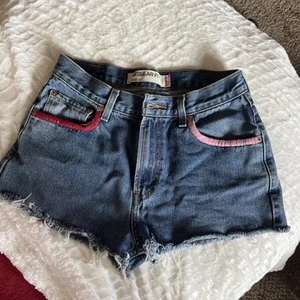 Levi 505 Cut Offs With Pink And Red Pocket Accents - Picture 1 of 3