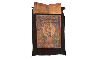 Ein Antiker Thangka, Avalokiteshvara, Pigment auf Stoff, Tibet 19. Jh. G. Lenser - Bild 1 von 12