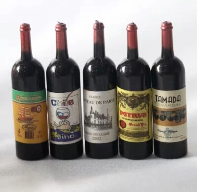 NEW - 1/12 SCALE DOLLS HOUSE MINIATURE DRINKS WINE BOTTLES x5 (UK) - Image 1 of 4