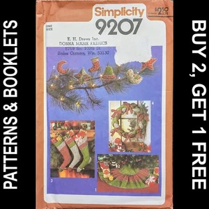Vtg Simplicity Xmas Ornaments/Stockings/Wreath/Tree Skirt Pattern #9207 UNCUT - Picture 1 of 6