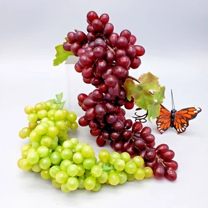 Soft Rubber Red Green Grape Bunches - 60's & 70's - Picture 1 of 7