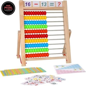 Juguete de aprendizaje de matemáticas para preescolar, ábaco con marco de madera - Picture 1 of 7