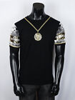 Men's Bucheli Black Gold Lion Short Sleeve T Shirt Italian Style Design Slim Fit