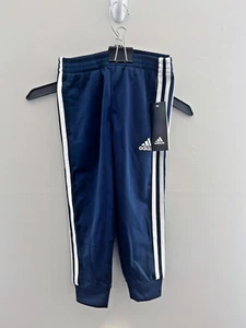 Adidas Boys Iconic Tricot Jogger Pants - Size 4, Black/White - New W/Tags - Picture 1 of 4