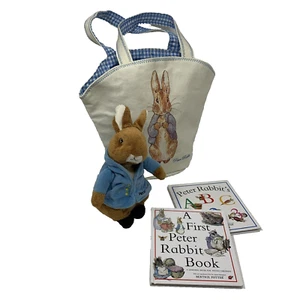 SET Peter Rabbit 7 Zoll Plüsch, Canvas Beuteltasche mit Cottontail, 2 Beatrix Potter Bücher - Bild 1 von 19