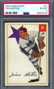 1954 Parkhurst #031 PSA 6 Tim Horton Maple Leafs 31 Bio Nice! - Picture 1 of 2