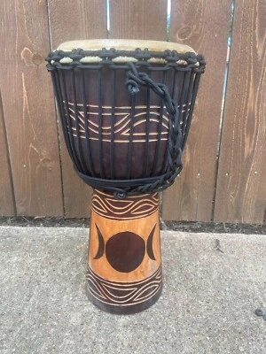 ¡OFERTA! Tambor Bongo Djembe Caoba Hecho a Mano 16" Alto, Modelo # 40m3 Triple Diosa Foto 1 de 2
