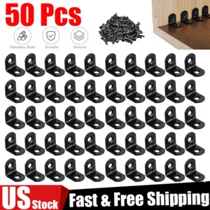 50Pcs L Bracket Corner Brace Black Stainless Steel 90 Degree Right Angle 20mm - Picture 1 of 17