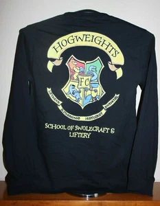 HOGWEIGHTS SCHOOL OF SWOLECRAFT & LIFTERY Long Sleeve T-Shirt, Small in Black - Picture 1 of 6