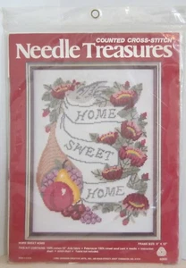 JCA NEEDLE TREASURES - HOME SWEET HOME - COUNTED CROSS STITCH KIT - FRUIT FLOWER - Picture 1 of 2