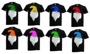 Adults Scandanavian Festive Gonk Gnome Nordic Santa Claus Black Unisex T-Shirt - Picture 1 of 50