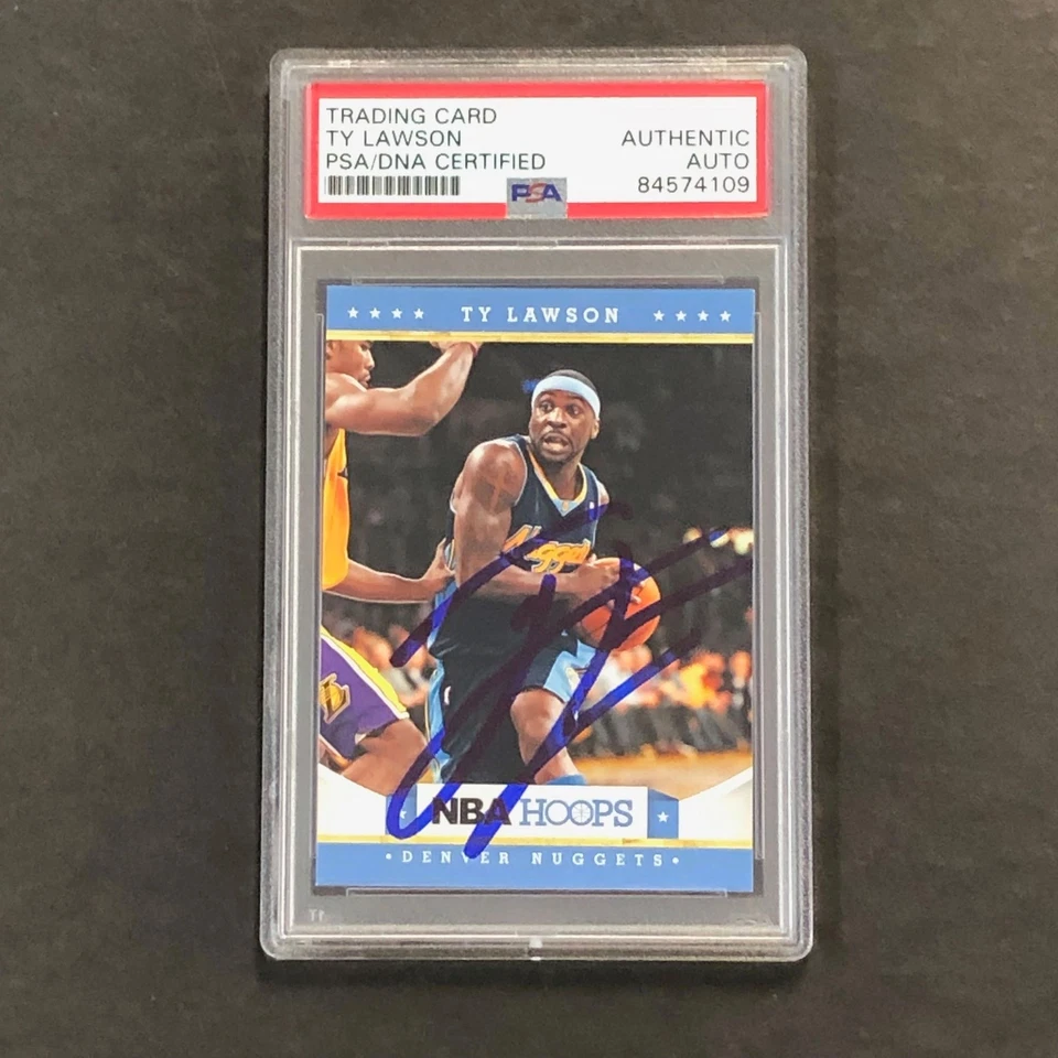 2012-13 NBA Hoops #110 Ty Lawson Signed Card AUTO PSA Slabbed Nuggets - Image 1 of 2