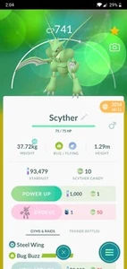 Pokémon GO ∥2016 Lucky Pokémon∥ Double Legacy Scyther - Steel Wing + Bug Buzz ∥ - Picture 1 of 2