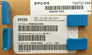 720 Condensadores de Lámina Epcos 0,033uF 33nF 1000V 10% MKP RM22,5 - Imagen 1 de 1
