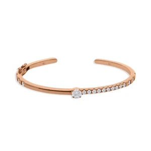 1.16 Ct Round Cut Lab Grown CVD Diamond Cuff Bangle Open Bracelet 14k Rose Gold - Picture 1 of 11