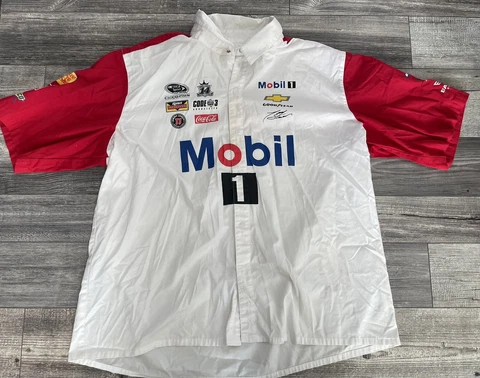 JH Design Tony Stewart #14 NASCAR Mobil 1 Pit Crew Button Up Racing Shirt 2XL Cover