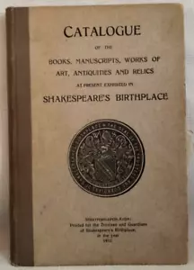 1910 CATALOGUE OF SHAKESPEARE BIRTHPLACE,Art,MSS,Books,History,w Pamphlet/Ticket - Picture 1 of 24