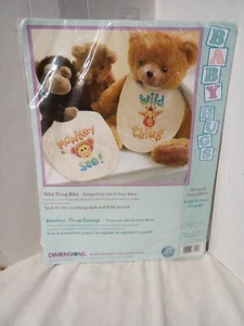 Dimensions baby hugs Stamped Cross Stitch “Wild Thing” Bibs kit 73251 NEW sealed - Picture 1 of 3