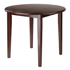 Winsome Clayton 36" Round Drop Leaf Dining Table in Walnut